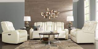 Faux leather is much easier to clean than cloth as well. Cenova Ivory Leather 3 Pc Living Room With Dual Power Reclining Sofa Rooms To Go
