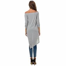 Side Slit High Low T Shirts Womens Off Shoulder Tops