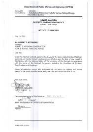 Civil Works Notice To Proceed Department Of Public Works