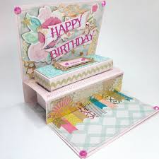 Starting around 5 cm from the edge, make a mark along the folded edge at 3 cm intervals. 3d Birthday Card 3d Birthday Card Cards Handmade Birthday Cards