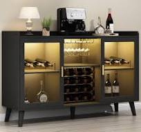 Amazon.com: Loomie Wine Bar Cabinet with LED Light, Home ...