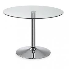 Table Ronde 110 Cm En Verre Et Pied Chrome Michele Table A Manger Design Mobilier De Salon Table A Manger