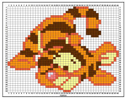 Pixel Art Tigrou Pixel Art Pixel Art Winnie L Ourson Dessin Petit Carreau