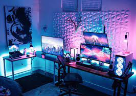 Workstation Setup Decoration Idea For Home Perfect For Techies Programmers Minimalist Student And Girl Ota Gaming Room Setup Room Setup Computer Gaming Room