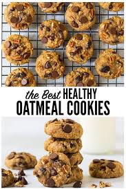 Clean Eating Healthy Oatmeal Cookies With Applesauce Honey Chocolate And Raisins No Sugar Low C Healthy Oatmeal Cookies Clean Eating Desserts Chewy Cookie