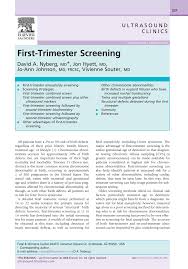 Pdf First Trimester Screening