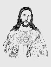 Sacred Heart Of Jesus Line Sketch Drawing Stock Vector Illustration Of Power Print 75928416 After you outline the complete drawing of jesus you may erase all guidelines of the pencil. sacred heart of jesus line sketch