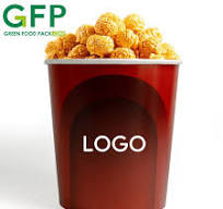 Eco-Friendly Custom White Kraft Paper Popcorn Container Waterproof Chicken  Bucket with Recycled Materials Food Packaging Cup