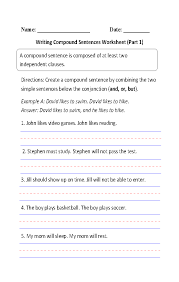 Compound Sentences Worksheets Writing Compound Sentences Worksheet Part In 2020 Complex Sentences Worksheets Writing Compound Sentences Simple And Compound Sentences