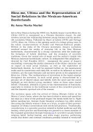 Bless me, ultima is a splendidly written novel that is at once tragic, pastoral, and apocalyptic. Pdf Bless Me Ultima And The Representation Of Social Relations In The Mexican American Borderlands