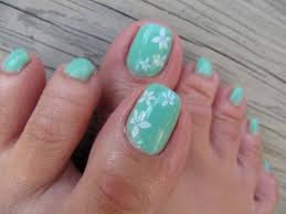Red and white cherry toe nail design. Blue And White Flower Cute Toe Nail Design Fmag Com