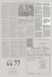 These articles and calls were written by us. Ernst Morch 87 An Inventor And Leading Anesthesiologist The New York Times