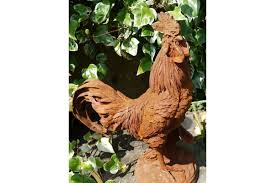 Nr 2821 Gockel Gross Eisenfigur Hahn Dekoration Rost Garten Figur Bauernhof Tier Bauernhof Tiere Bauernhof Garten