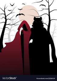 Little Red Riding Hood And Wolf In The Woods Vector Image On Vectorstock Red Riding Hood Art Red Riding Hood Wolf Red Riding Hood