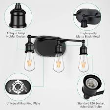 Modern black bathroom vanity light dimmable 24 inch led light fixture 18w 3000k. Buy 3 Light Vanity Light Fixture Industrial Wall Sconce Lighting Black Farmhouse Bathroom Vanity Wall Lights E26 Base Vintage Metal Indoor Wall Lamp For Mirror Cabinet Kitchen Bedroom Hallway Online In Vietnam B08r6q5d6d