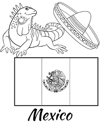 Descarga maravillosas imágenes gratuitas sobre sombrero. Mexico Flag Coloring Page Sombrero And Iguana