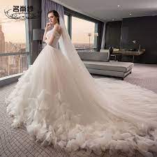 Buy Mssbridal Off Shoulder Feather Detail Wedding Ball Gown With Train Yesstyle Ball Gowns Wedding Wedding Dresses Ball Gown Wedding Dress