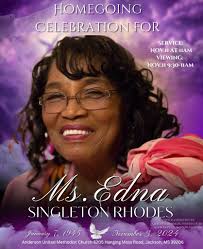 Edna Singleton homegoing Monday