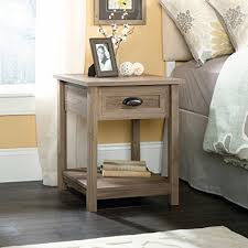 Enclosed back panel with cord access. Sauder County Line Side Table Night Stand Salt Oak Finish Homeloft New Zealand