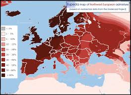 Distribution Of The Northwest European Admixture In And Around Europe Map Europe Map Genetics
