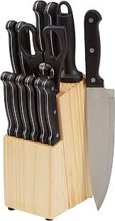Formerly branded as potluck, these knives are also punched out of the same alloy as most knives we tested, but they are about as affordable as a decent set of knives gets. Amazon Com Amazon Basics 14 Piece Kitchen Knife Set With High Carbon Stainless Steel Blades And Pine Wood Block Kitchen Dining