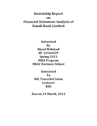 The largest commercial bank in bangladesh. Internship Report On Financial Statement Analysis Of Sonali Bank