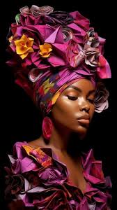 Prompt;photorealistic portrait african woman, wireframe, soft glow, soft  colors, pink and taels --ar 3:4