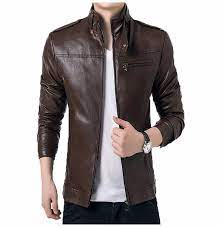 Gordania Bomber Series Men S Slim Fit Zipper Design Jacket Amazon In Clothing Accessories Leather Jackets Online Leather Jacket Brown Faux Leather Jacket