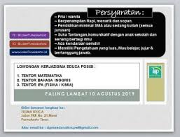Check spelling or type a new query. Lowongan Kerja Part Time Bandung Mahasiswa 2019 Kumpulan Kerjaan