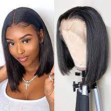 Wigsis provides the world's best full collection of human hair wigs, lace wigs, african american wigs, celebrity hairstyle wigs, synthetic wigs and hair extensions & hairpieces. Amazon Com Human Hair Wigs Short Straight Bob Wigs 13x4 Lace Front Wigs Human Hair Wigs For Black Women 130 Density Pre Plucked With Baby Hair Knots Bleached Natural Black Color 8