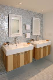 I Love These Vanities Without The Tile Walls Small Apartment Bathroom Bathroom Decor Apartment Floating Bathroom Vanities