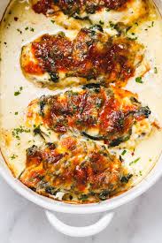 With just 395 calories for a meal size bowl, this cream of chicken soup recipe is healthier than most creamy soups because it's made without cream. Spinach Chicken Casserole Recipe With Cream Cheese Mozzarella Best Chicken Breasts Casserole Eatwell101