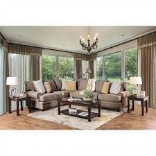 A good sectional sofa is stylish and comfortable. Augustina Sectional Sofa In Light Brown By Furniture Of America Foa Sm5165