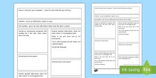 Make your headline short and snappy. Newspaper Report Differentiated Writing Template