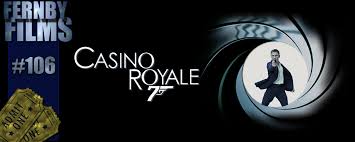 Animated opening credits sequence features shooting, stabbing, and falling, with bright red splotches for blood; Movie Review Casino Royale