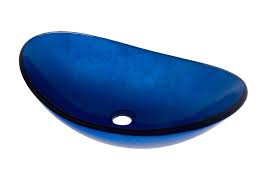 blue foiled oval tempered glass vessel