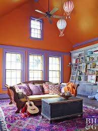 Fun Playroom Ideas Kids Will Love Living Room Orange Purple Kids Rooms Kids Room Paint