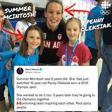 Penny oleksiak will swim the 100 freestyle and 200 freestyle at canadian trials starting june 19, according to psych sheets this week. Cbc Olympics On Twitter Summer Mcintosh Met Penny Oleksiak At The 2016 Olympic Swim Trials Five Years Later They Re Headed To Tokyo2020 Together Read More From Devin Heroux Https T Co Kh0bzcm89i Https T Co D8uf0pyxjb