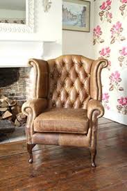 Handmade Chesterfield Queen Anne High Back Wing Chair In Vintage Tan Leather Leather Wingback Chair Living Rooms Wingback Chair Living Room Wingback Chair