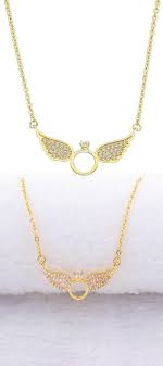 سلسال الجناحين الذهبية كريستال الزركون jewerly ring necklace jewelry