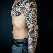 Fill your cart with color today! Dragon Hanya Mask And Koi Fish Full Sleeve Tattoos Forearm Tattoo Women Asian Tattoos