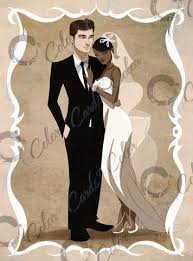 Interracial Wedding Couple With Illustration By Cards In Color Lead Artist Isaiah Stephens 4 99 Interracial Couples Cartoon Interracial Love Interacial Love