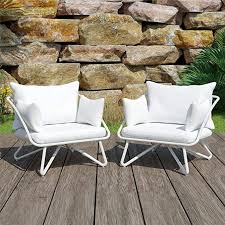 Amazon Com Novogratz 88061whte 2 Piece Poolside Teddi Outdoor Lounge Chairs White Garden Outd In 2020 Lounge Chair Outdoor Patio Lounge Chairs Outdoor Sofa Sets