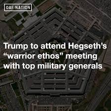 US President Donald Trump Attends Warrior Ethos Meeting with Top Generals