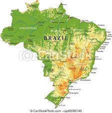 The above outline map represents brazil, the largest country in south america. Brazil Physical Map Highly Detailed Physical Map Of The Brazil In Vector Format With All The Relief Forms Regions And Big Canstock