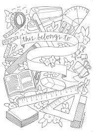 Binder Cover Coloring Page For High School Middle School Class School Book Covers School Binder Covers Binder Covers Printable