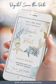 Beach Save The Date Digital Invitations Electronic Beach Etsy Wedding Saving Electronic Invitations Destination Wedding Invitations