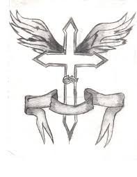 Complete cross drawing in just 9 easy steps! Awesome Womens Cross And Wings Tatoos Cross 2011 Kingyoshi713 Drawing Cross Drawing Easy Drawings Pencil Drawings Easy
