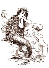 Black And White Mermaid Free Vintage Digital Stamps Clip Art Vintage Mermaid Drawings Vintage Printables