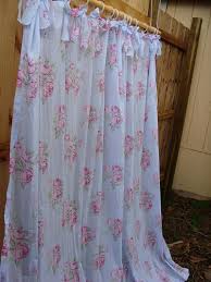 Shower Curtain Shabby Chic Blue With Cabbage Roses Cottage Curtains Shabby Chic Shower Curtain Shabby Chic